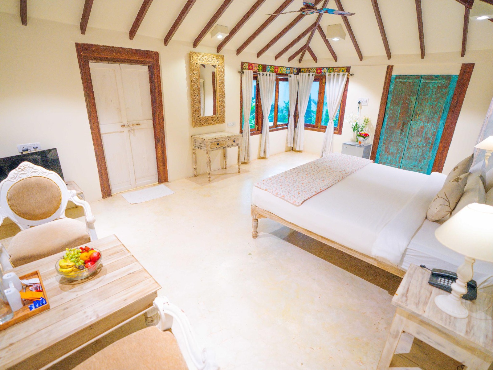 Bright cottage room with garden view